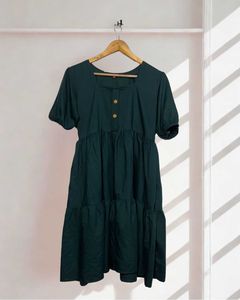 Emerald Green 3/4th sleeve skater dress