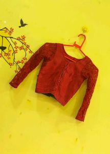 Bust-26/ Red Net Sleeves Blouse♥️