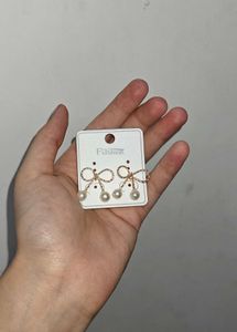 Bow Pearl Drop Earrings Ribbon Earring