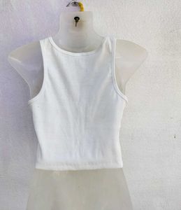 White Ribbed Tank Top