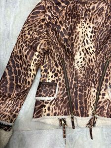 Leopard Print Leather* Fur Jacket