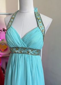 Elegant Aqua Chiffon Dress