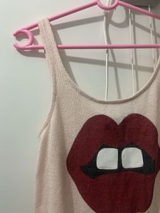 Lips Graphic Tank Top At just ₹299