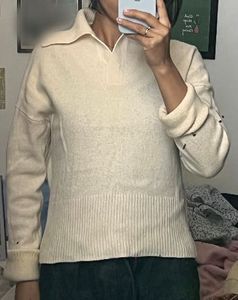 Creamy Knit Polo Sweater