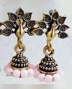 6 Piece Oxidised Gold Jhumka Jhumki Pearl Earrings