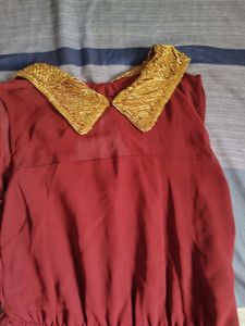 Maroon Collar Dress