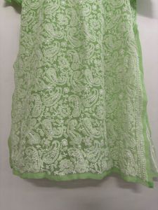 Green Chikankari Kurta Pure Kurti