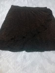 Flare Golden Nd Black Skirt