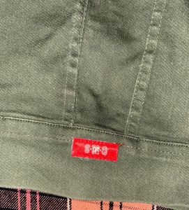 Olive Green Denim-Style Button-Up Jacket – Casual
