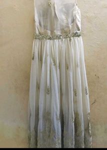 Elegant White &amp; Silver Ethnic Gown