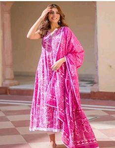 Pure Cotton Anarkali Dupatta Sets