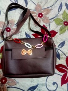 Brown Crossbody Bag with Bow Detail