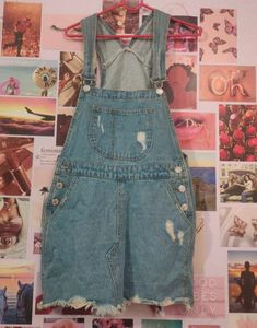Blue Denim Mini Dungaree Dress