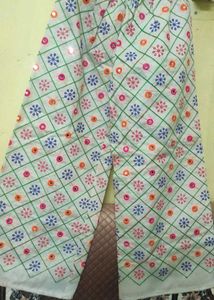 White miltipu Mirror l Embroidery Plazo Pant