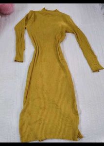 Yellow Bodycon Knit Dress
