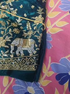 Mid Green color Hand Embroidery work Lehenga