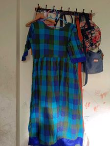 Blue & Green Plaid Dress