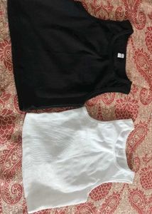 Black &amp; White Crop Tank Top Bundle Pack Of 2