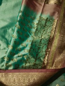 Pure Elegant Mint Green banaras Saree