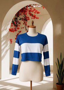 Striped Long Sleeve Crop Top