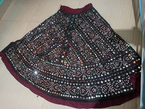 Pure Cotton Mirror Work Skirt