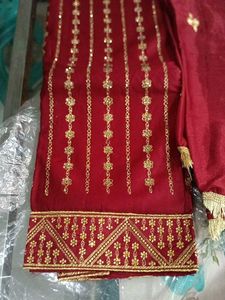 Red &amp; Gold Embroidered Salwar Kameez Suit