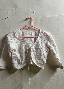 White Embroidered Cotton Blouse (Boho Aesthetic)