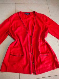 Red Button-Down Cardigan 🍂🍁🍄🏵️🔥🦐