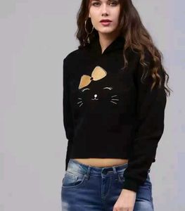 Sassafras Black Hoodie/Sweatshirt  from Myntra