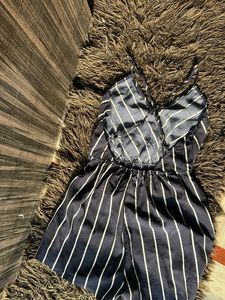 Women’s Navy Blue and White Striped Playsuit