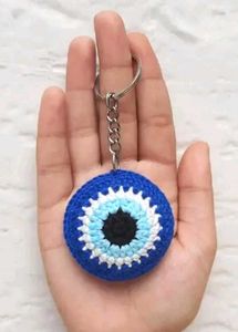 Evil Eye Crochet Keychain
