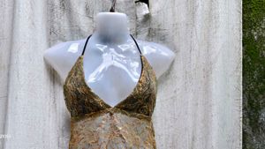 I. Gold Lace Halter Top