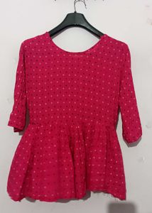 Bandhani Print Pink Short Kurti