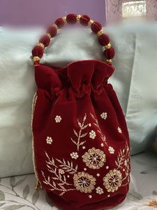 Elegant Maroon Velvet Potli Bag