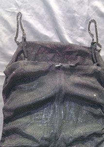 (Urbanic)Glittery Rhinstone Chain Ruched Dress