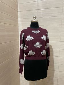 imported UFO Print Knit Sweater