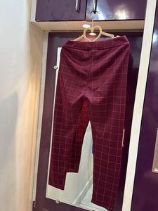 Maroon Checkered Pants