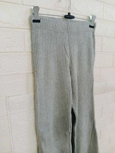 Gray Knit Flare Pants