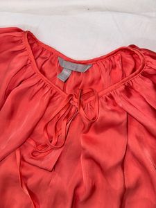 Neon Peach Satin Blouse