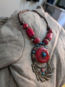 Red &amp; Brown Beaded Necklace