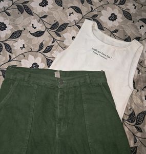 Combo Of Straight Cargo Paint & Crop Top