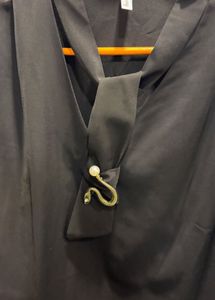 Elegant Black Snake Detail Blouse