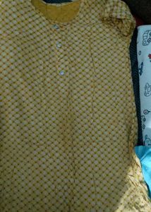 Yellow Printed Kurta