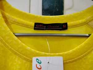 Yellow Top With Sequins On Shoulders