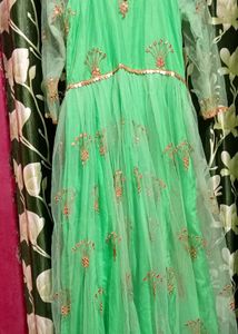 Green Embroidered Anarkali Dress