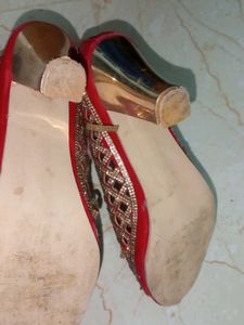 Red Embellished Flats