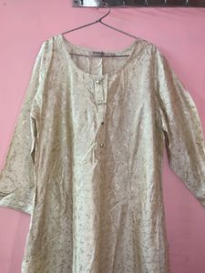 Elegant  golden Floral Print Kurta