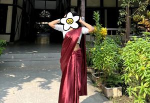 Maroon Satin Saree