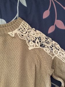 Elegant Lace Detail Knit Sweater