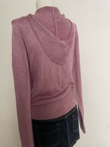 Pink Knit Zip-Up Hoodie